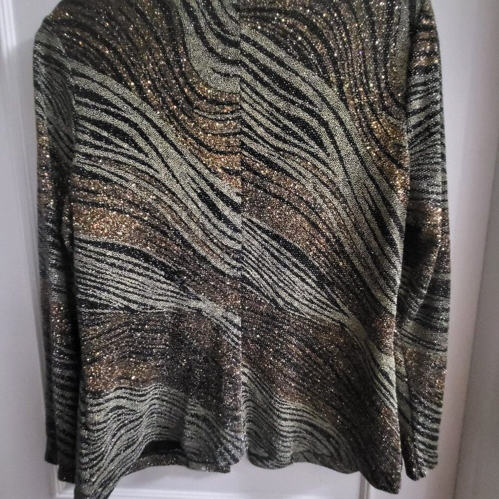 Vintage Jolibel Metallic Wavy Abstract Blazer Jacket - Size L Sparkly, 80s, 90s - Picture 5 of 7